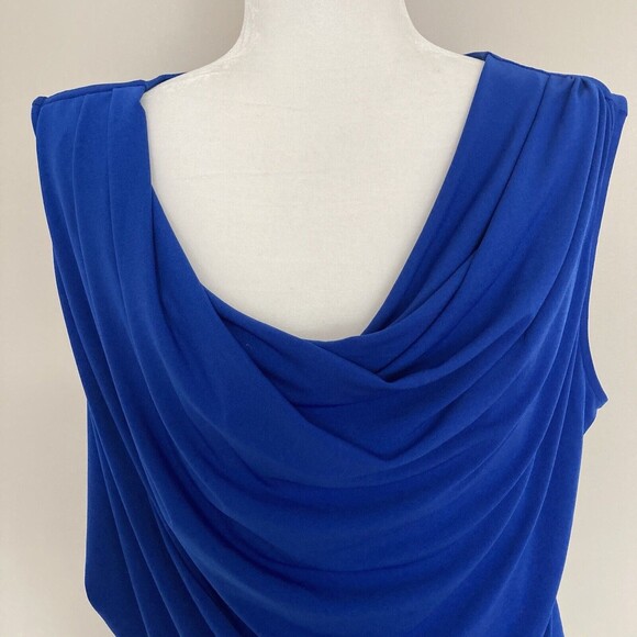Lane Bryant Womens Sleeveless Blouse Blue Size 14/16 Draped Top Stretch Knit - Picture 2 of 10